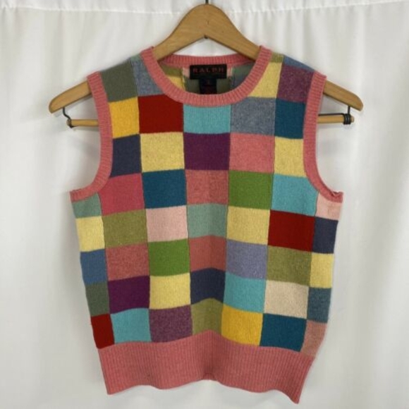 Ralph Lauren Black Label Sweaters - Vintage Ralph Lauren Lamb’s Wool Color Block Vest